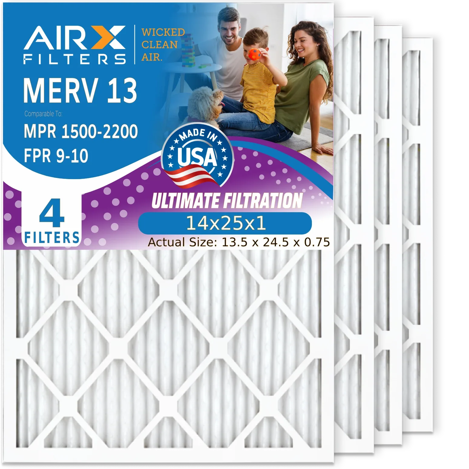 by Filter 14x25x1 Comparable - Premium 2200 Electrostatic 4 HVAC MERV FPR Air 9 CLEAN WICKED AC USA Pleated to & Filter AIRX 14x25x1 MPR AIR. 13 Air Conditioner Furnace FILTERS 1500 Pack Made Filters