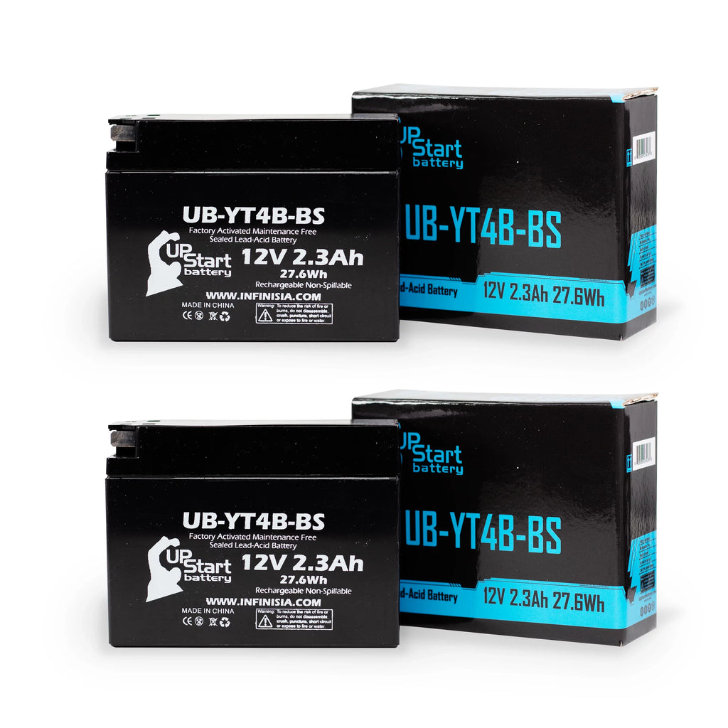 Battery Replacement Motorcycle 2009 SR400 Battery UB-YT4B-BS - Activated, 12V, UpStart Maintenance Free, 2.3Ah, Yamaha 400CC Factory 2-Pack