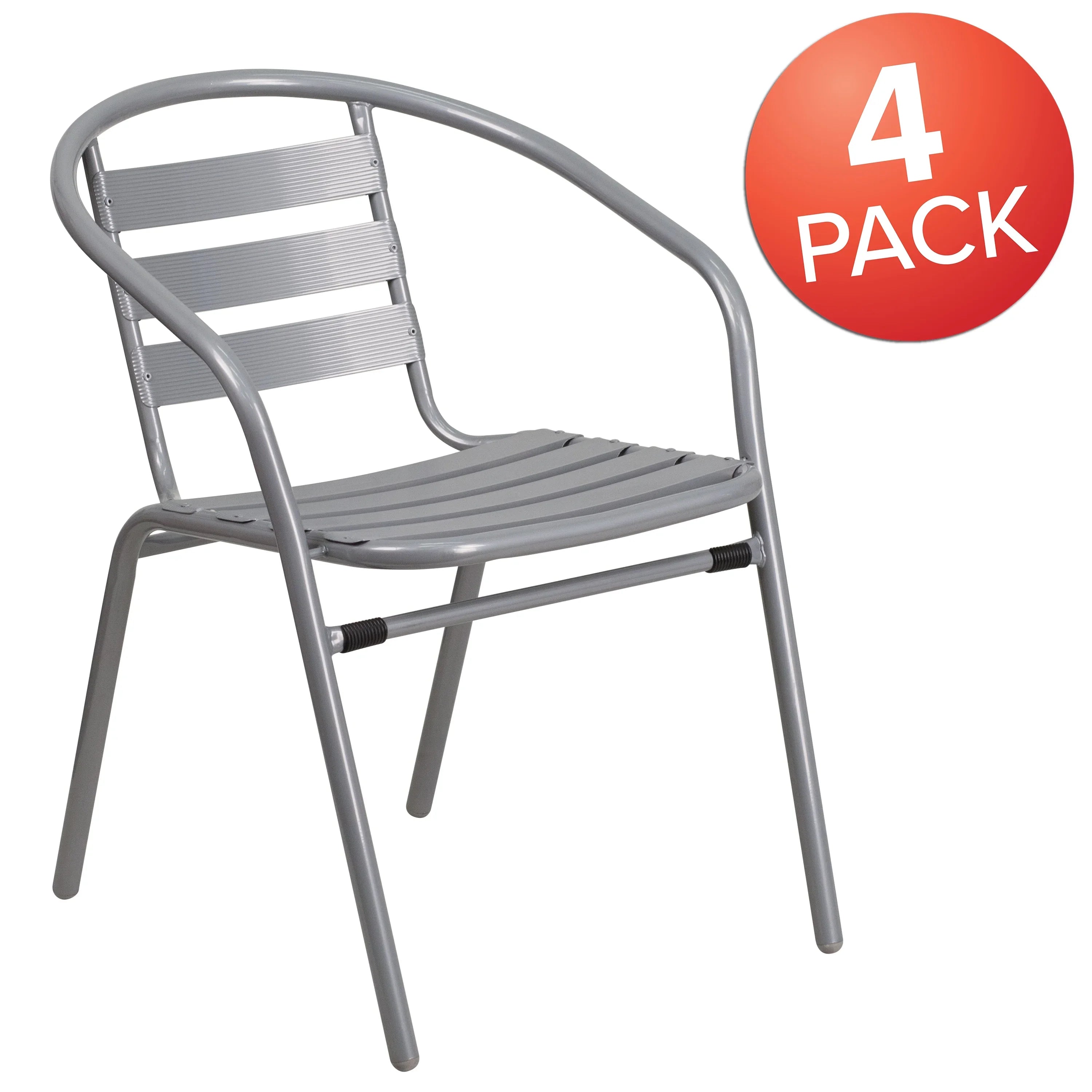Stack Pack Slats with Silver Chair Flash Aluminum Metal Restaurant Furniture 4