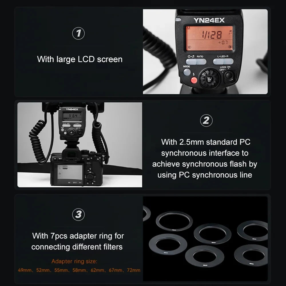 Head III A7R 7pcs Camera A7IV Camera Auto/Manual YONGNUO A9II Dual Time lamp,A7III III Speedlite A6600 A6500 Adapter A7R A9II 5600K A7IV A7C A6300 A7S lamp 3s Flash TTL ro Time 7pcs TTL