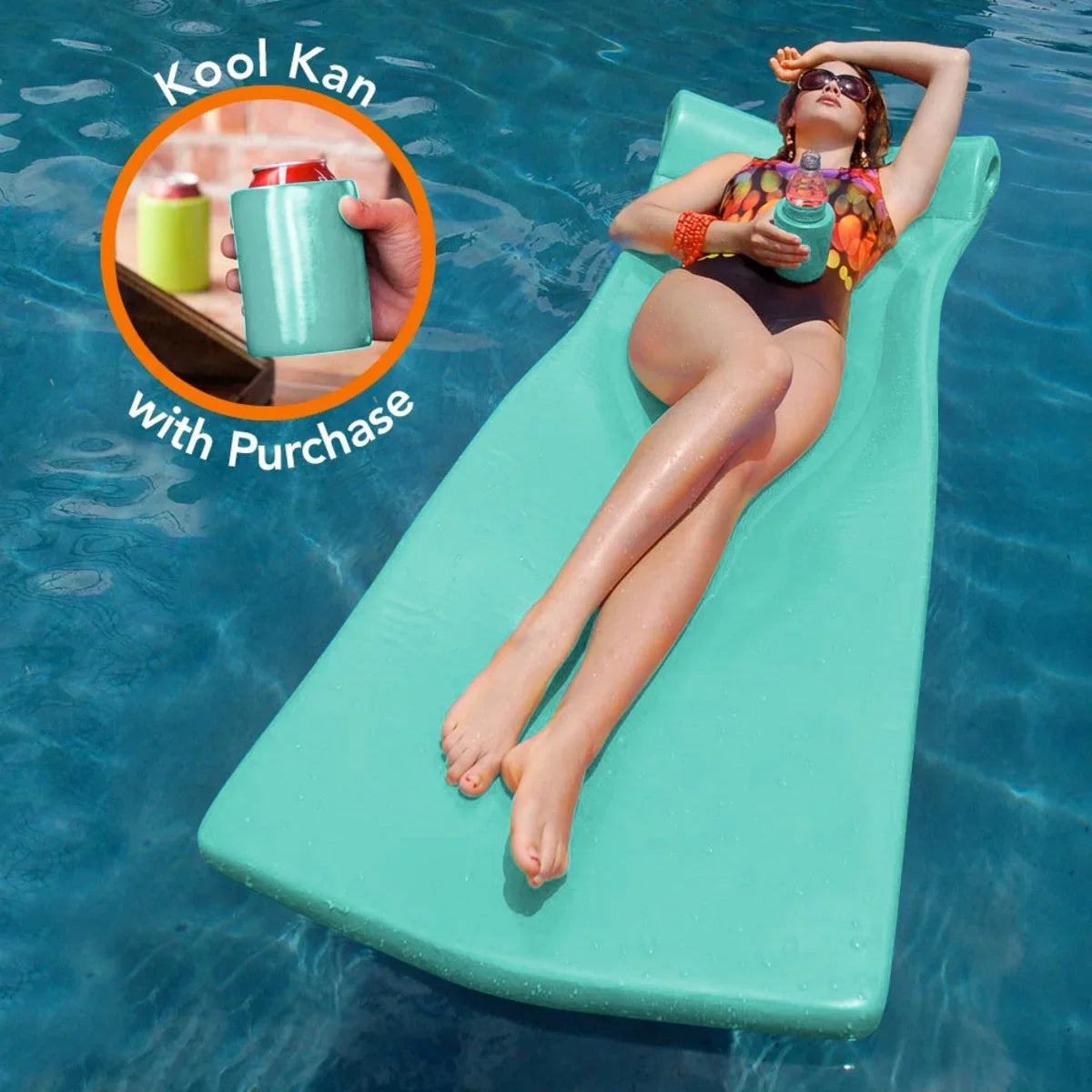 with Kool Floating Kan, Texas Thick Foam 1.75-in Kool Swimming Mattress Bonus Pool Recreation Pool Float Mint