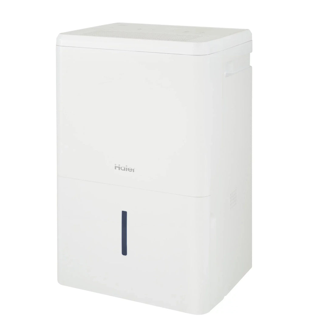 3-Speed Controls (Refurbished) Digital Restored QDHR50LZ Dehumidifier, 50-Pint White Portable Haier LED
