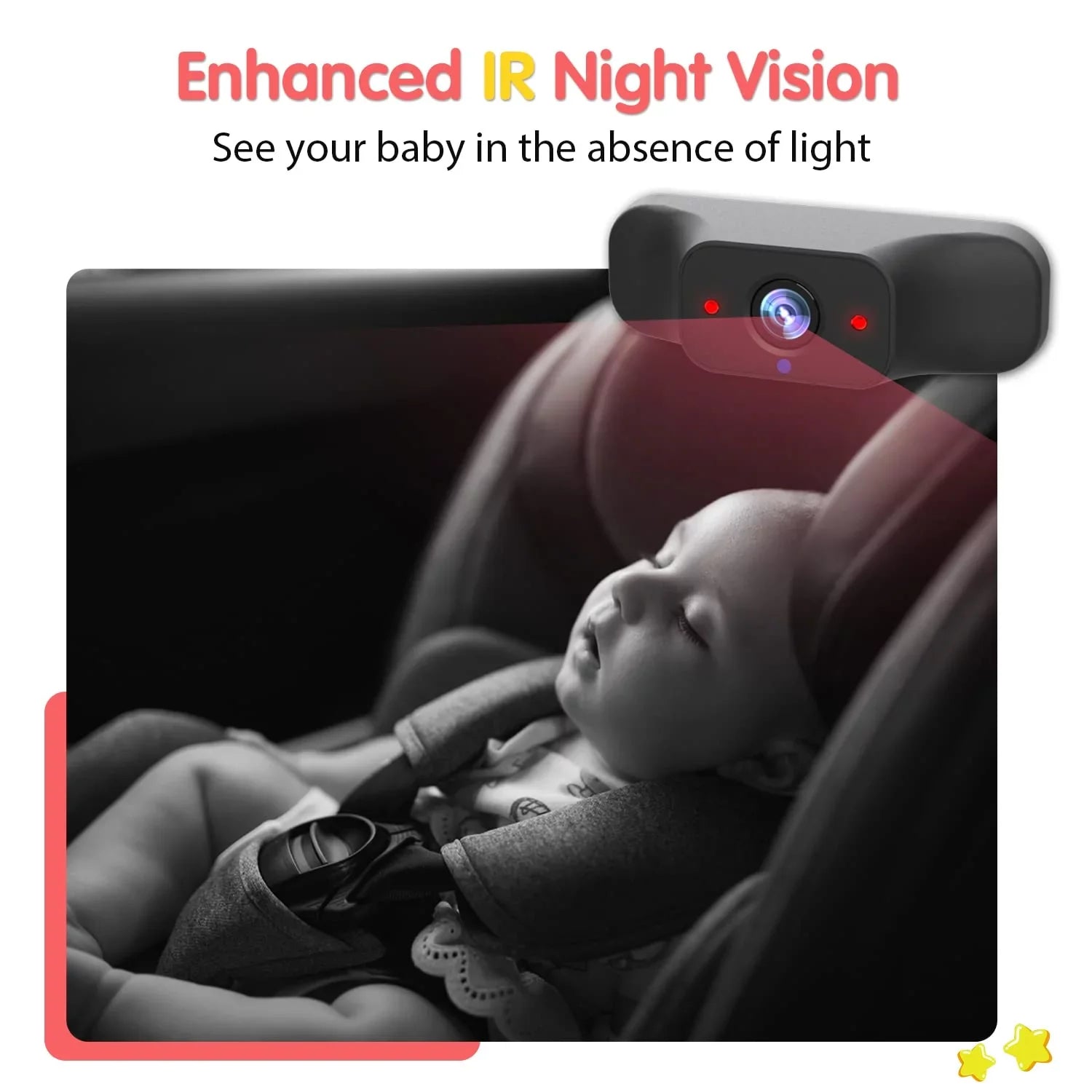 Baby HD Observing Safety Luckview Children Monitor Zoom Car Night Back While 3X for Seat Car Rear Car Driving Baby Seat Monitor Car Camera Vision, Facing Camera Baby Baby Camera