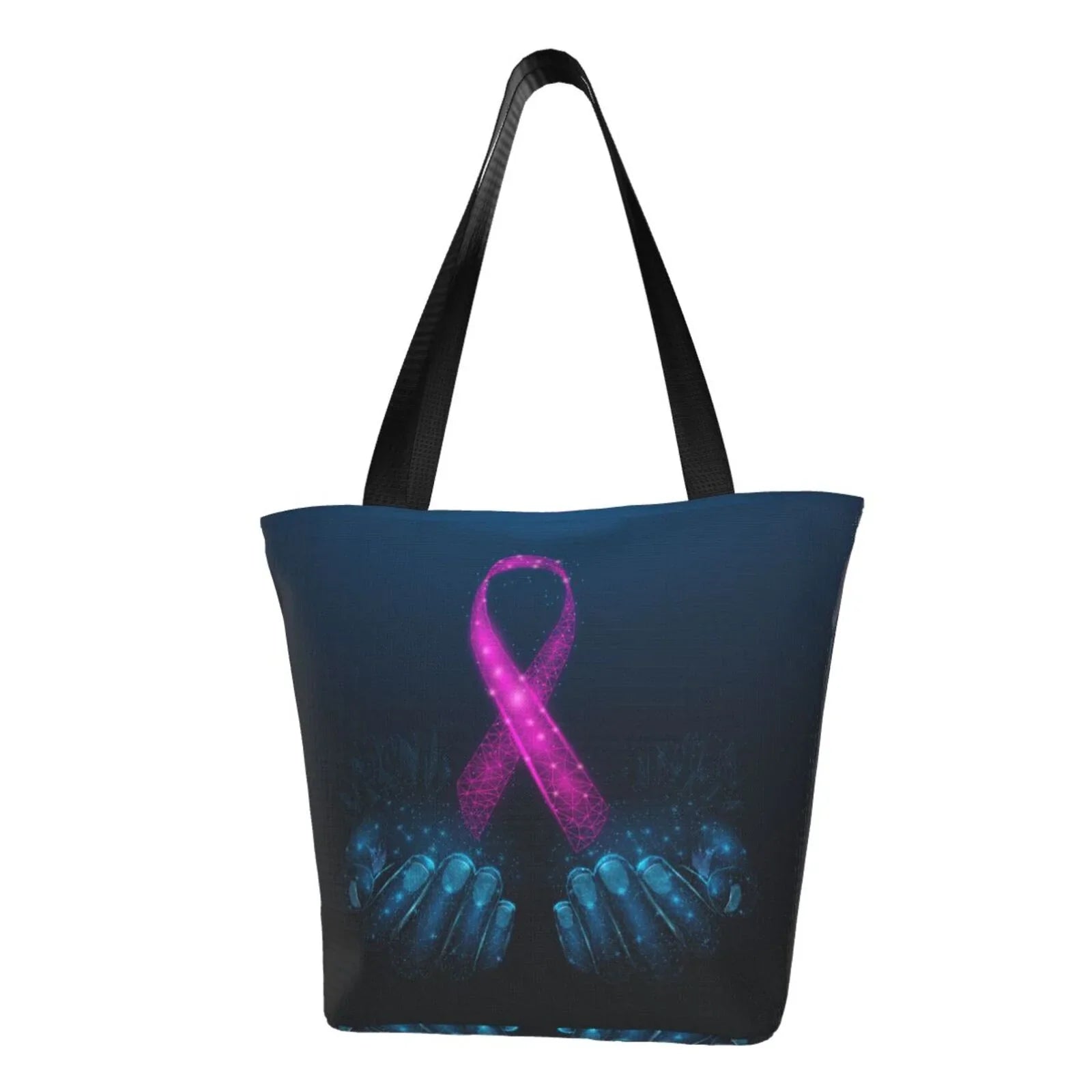 Shopping Pink Hands Holds Awareness Lukts Human Handbags Large Bag Two Bag Bag,Shoulder Ribbon Capacity Women'S Hobos Tote Are