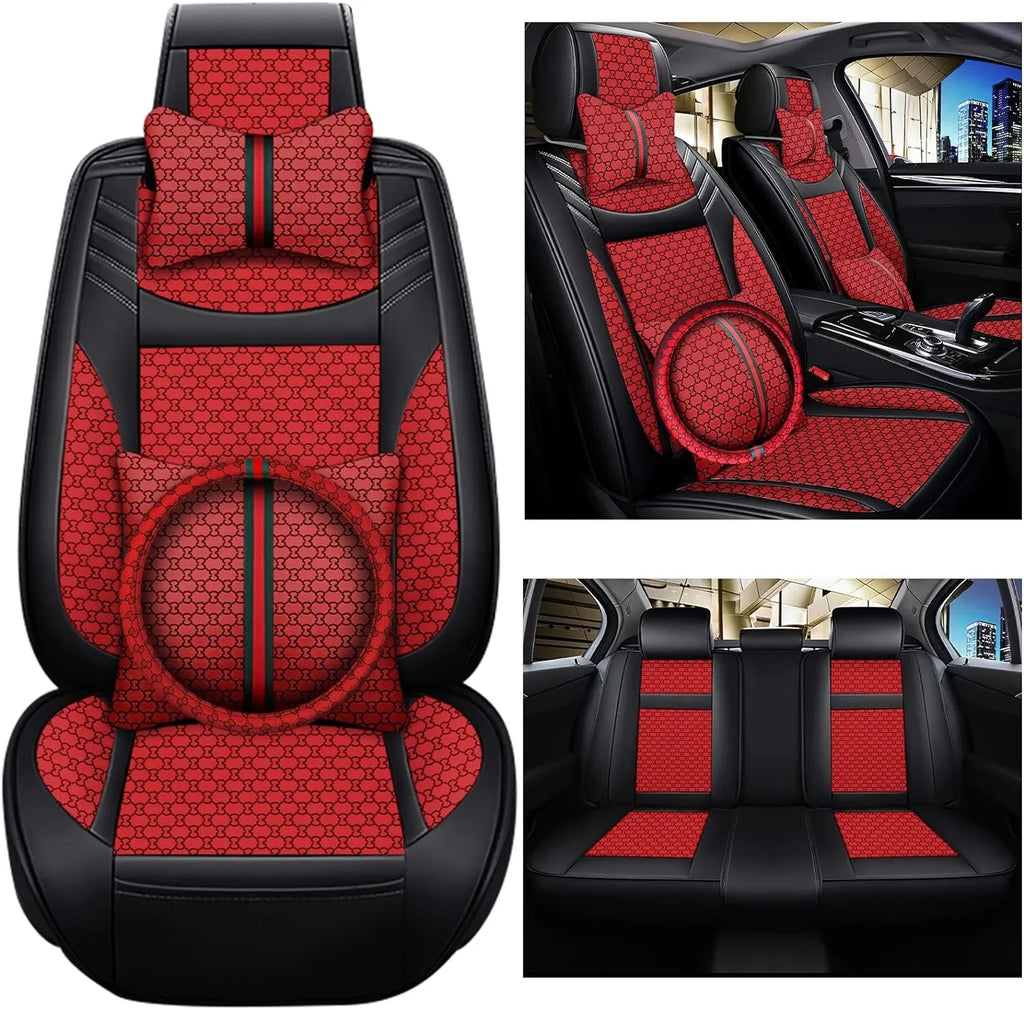 KABUQI Accessories Steering ci,same Guc Trucks, model Luxury Leather Full Covers and 5 for Pick-up Automotive Seat Wheel Cars Set Covers Pillows Included(Gray) high-end & SUV Cover Seat Fit Seat