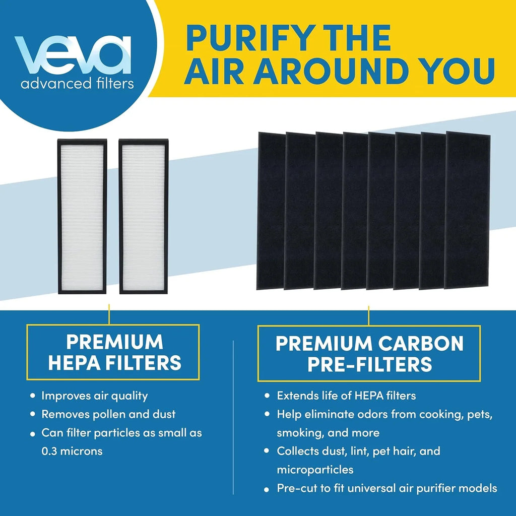 HEPA B of Veva Replacement, Pack Filter with Pre-Filters 2 Carbon 8