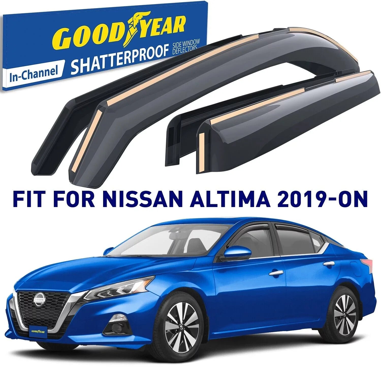 Window Shatterproof Rain Deflectors - Cars, Guards, pcs GY007801 Window Accessories, Deflector, Vent Car Nissan Altima for in-Channel 4 2019-2024, Goodyear for Visors