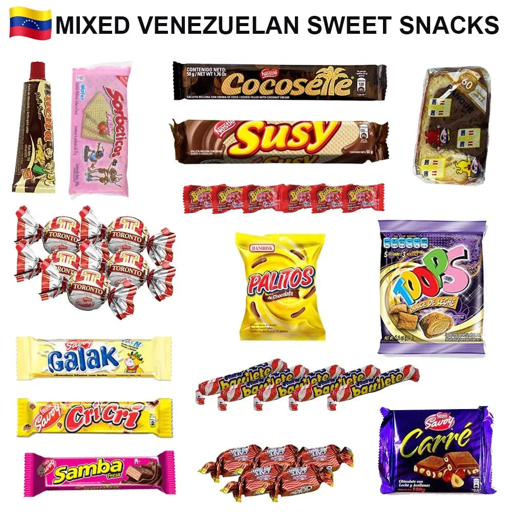 Crate Pack Candies Snacks Box Gift & Sweet SABOR Mix Toronto Cookies, LATIN Chips Food Assorted Venezuela Susy Chocolate Variety Cocosette
