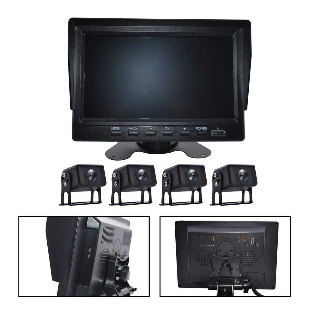 DVR RV Monitor Bus+4 View Rear Recorder Camera Video Driving for 7" Truck Backup