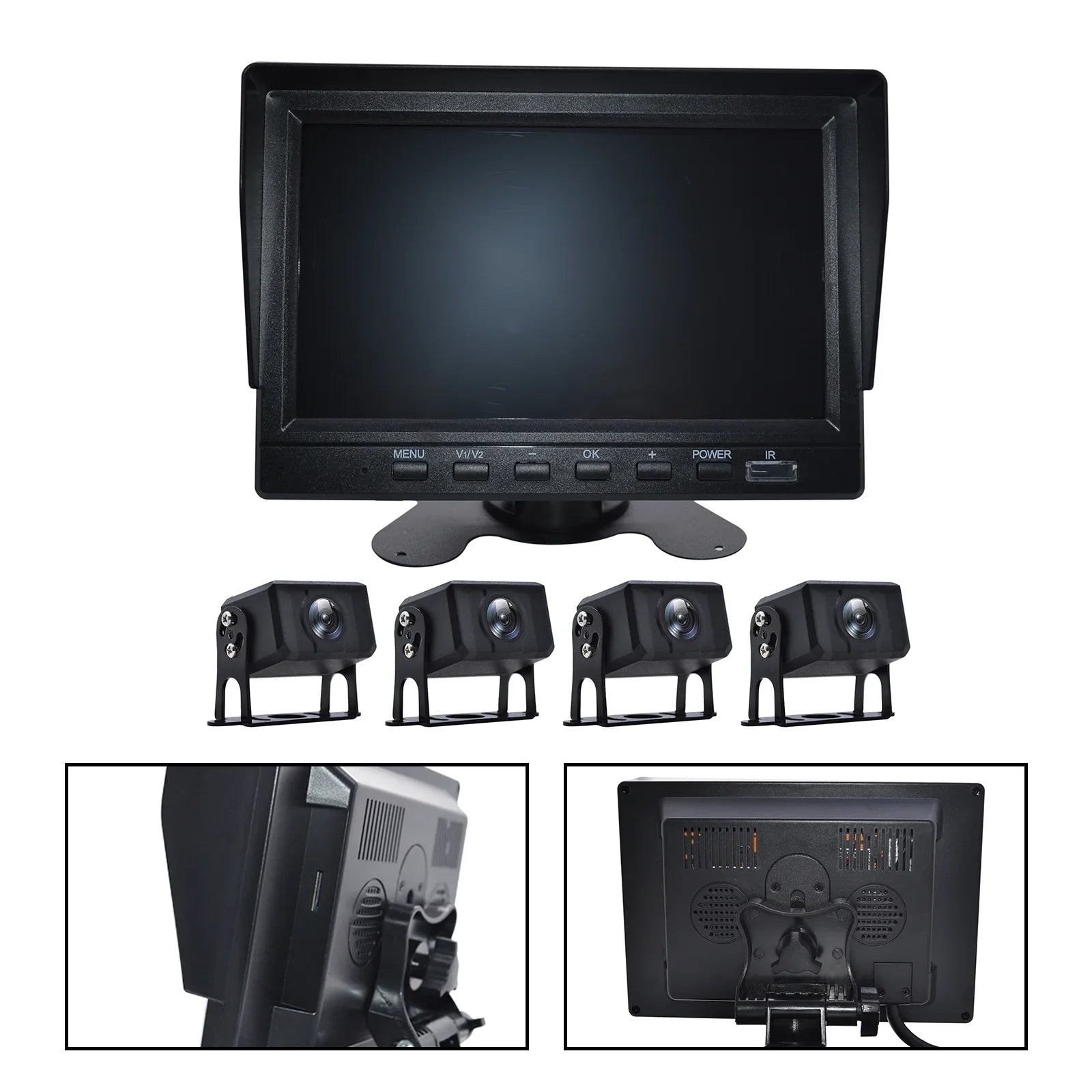 DVR RV Monitor Bus+4 View Rear Recorder Camera Video Driving for 7" Truck Backup