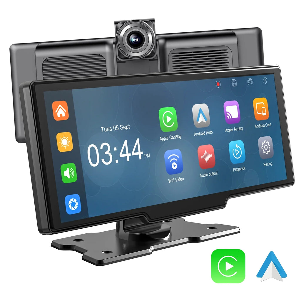 Play Touch Carplay Wireless Apple Screen Adapter Herilary Cam, Car Screen 2.5K with 10.26" Car Carplay Wireless Auto Android Mirror Dash Link/Siri/Wifi/Bluetooth/Double Din Stereo