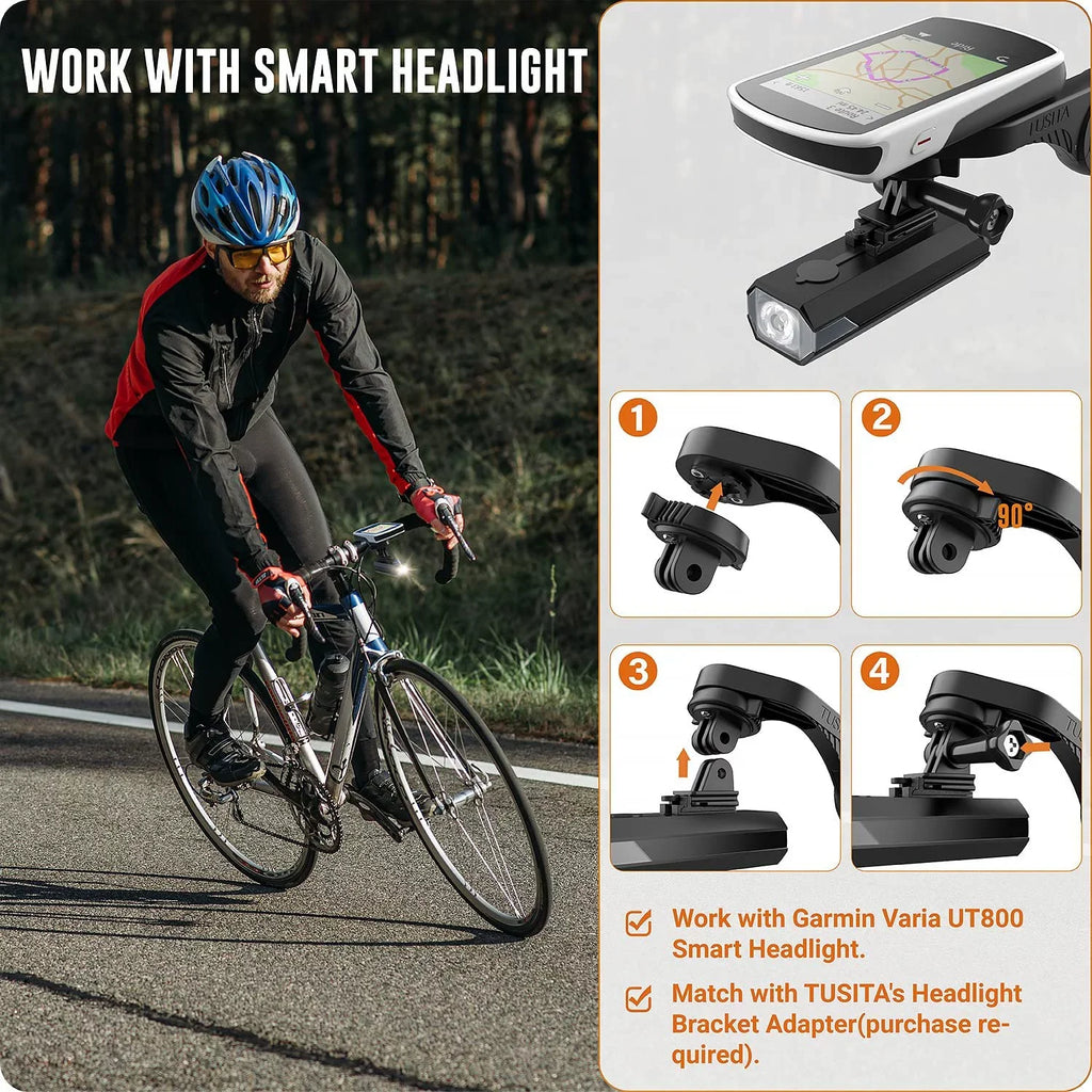 and Garmin with Adapter Flush Friction GPS Edge Mount Bike Quarter-Turn Front to Out Compatible Mount Flange