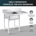 Sink 23.6* Kitchen Stainless Home and Commercial Utility Use Sink Steel 39.3* Drainboard 36.7in for
