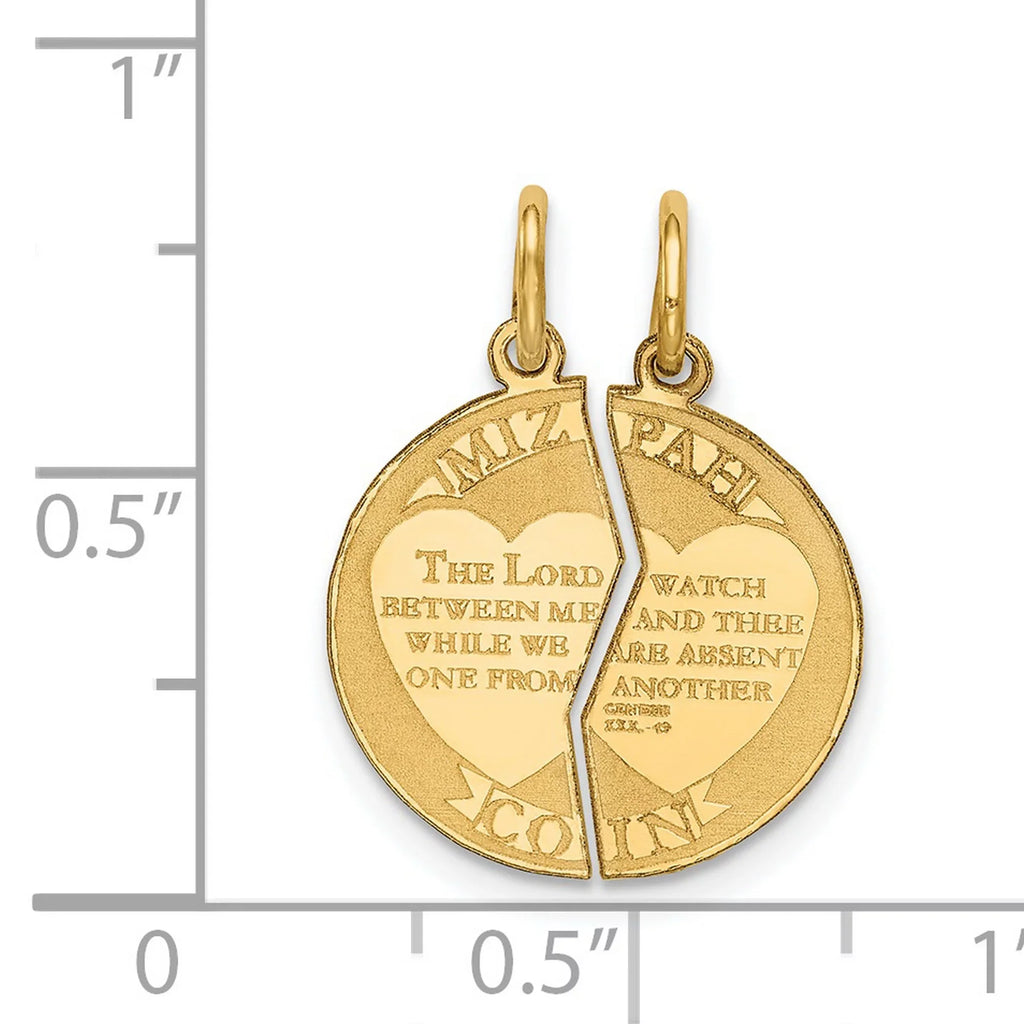 Gold Break Emotional Genesis 31:49 Coin 14k Round Apart mm Mizpah Pendant Yellow Bond mm 2-Piece x Words on 17 22