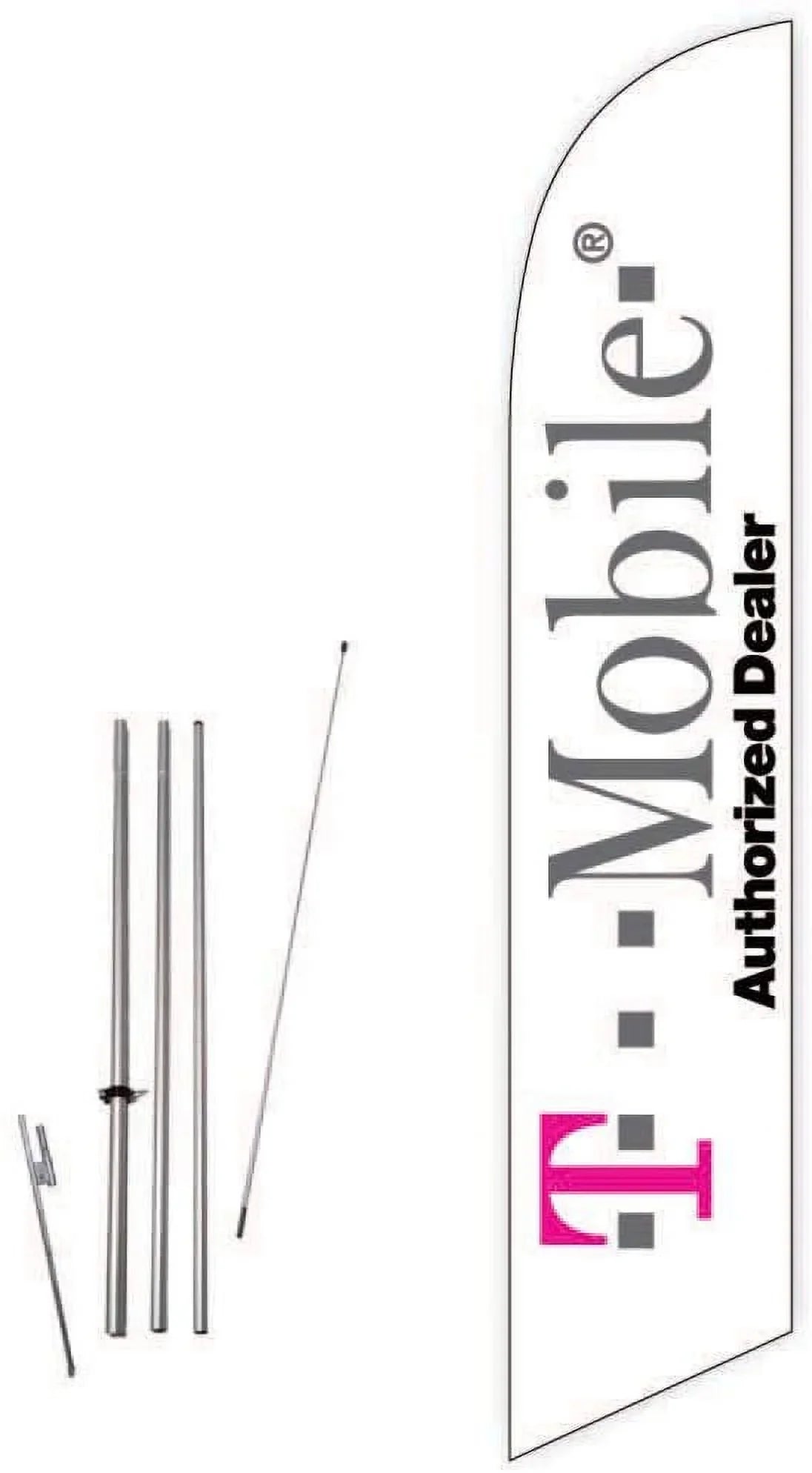 Cobb Spike Flag 15ft Ground Complete and Promo Authorized with T-Mobile Feather Dealer White Pole kit