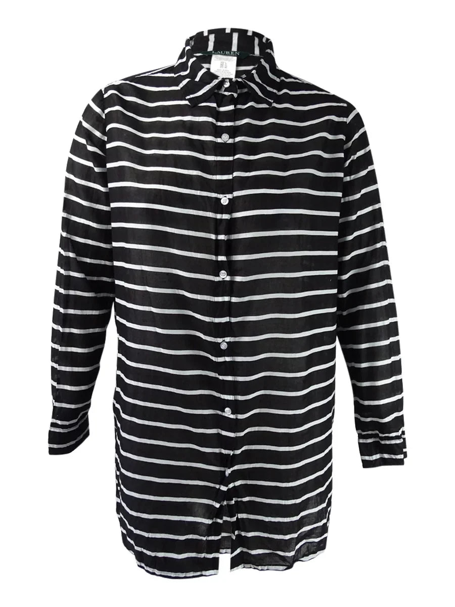 Ralph (Black/White, Cover-Up Camp Lauren Women's Shirt Striped XS) Lauren