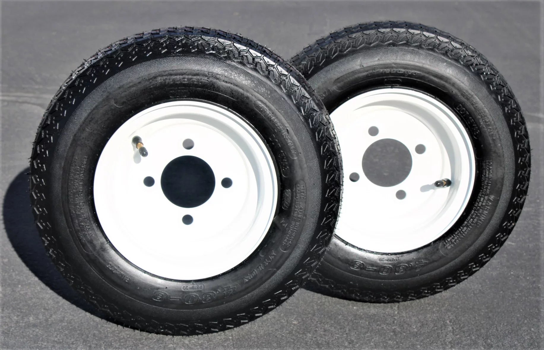 and C Trailer Tire White Antego Load 2-Pack Tire Wheel Rim Antego 480-8 Wheel 4 Lug on 4.80-8