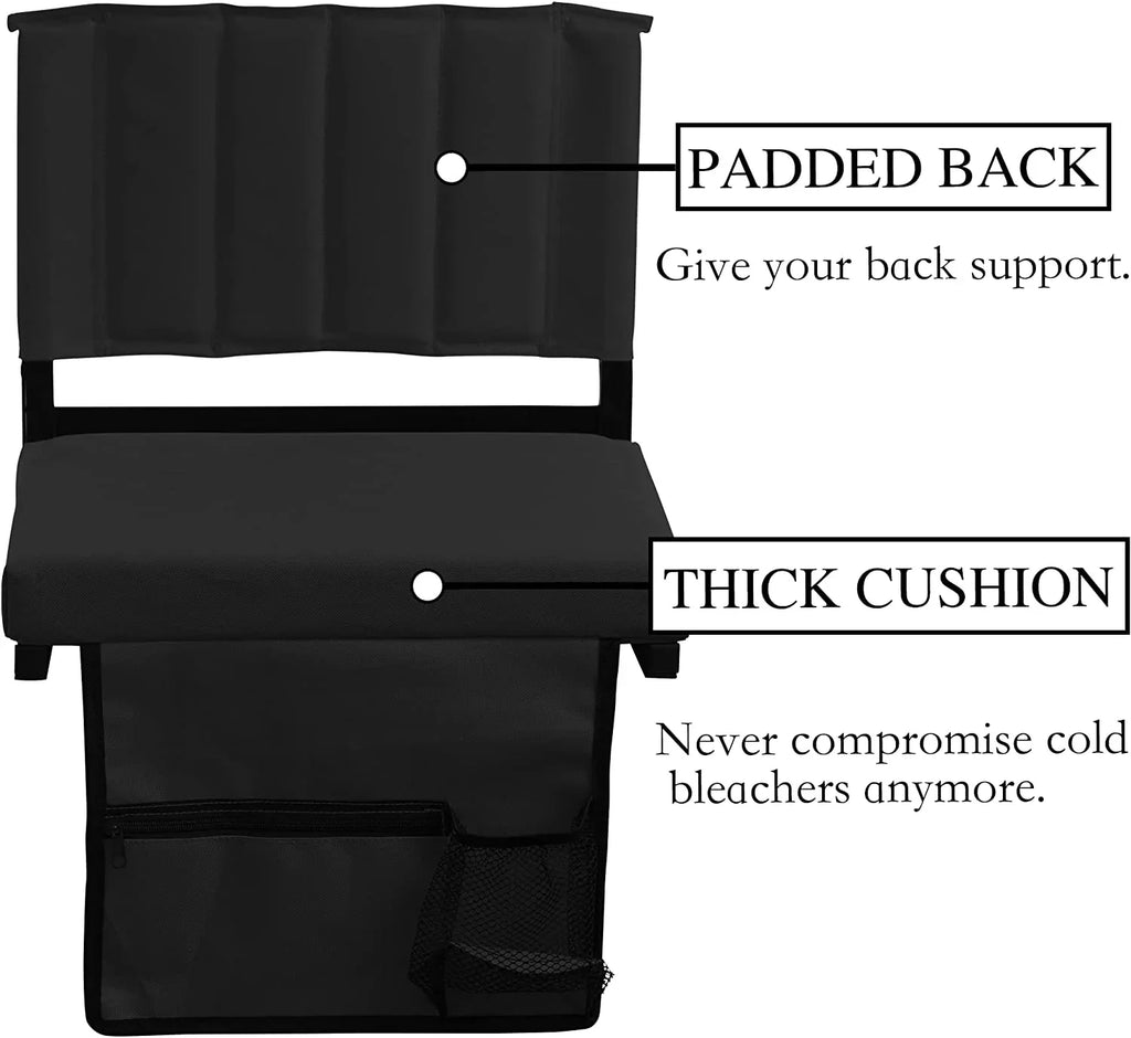 Bleachers Cushion Cup with Chairs CozyBox 2-Pack Foldable and Padded Stadium Stadium of for Seat Holder with Strap
