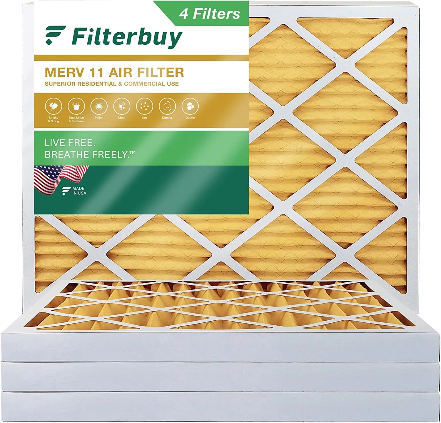 AC HVAC Filterbuy Pleated 18x24x2 Furnace 11 (4-Pack) MERV Air Filters