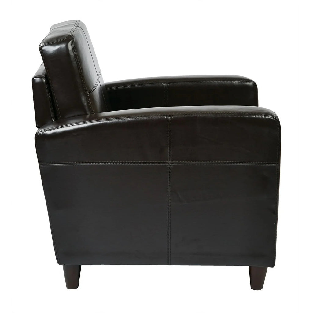 in Designs Transitional Upholstered 18'' Faux Atlin Club Espresso Chair Leather