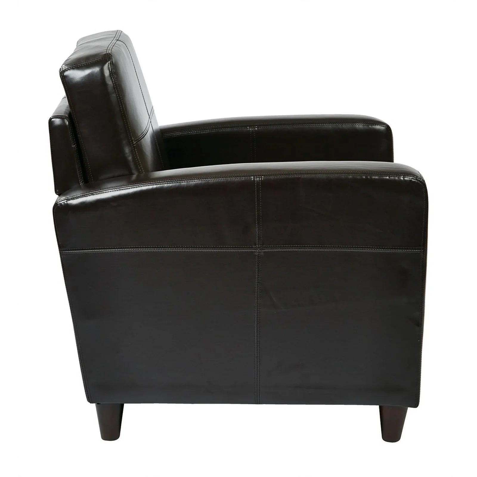in Designs Transitional Upholstered 18'' Faux Atlin Club Espresso Chair Leather