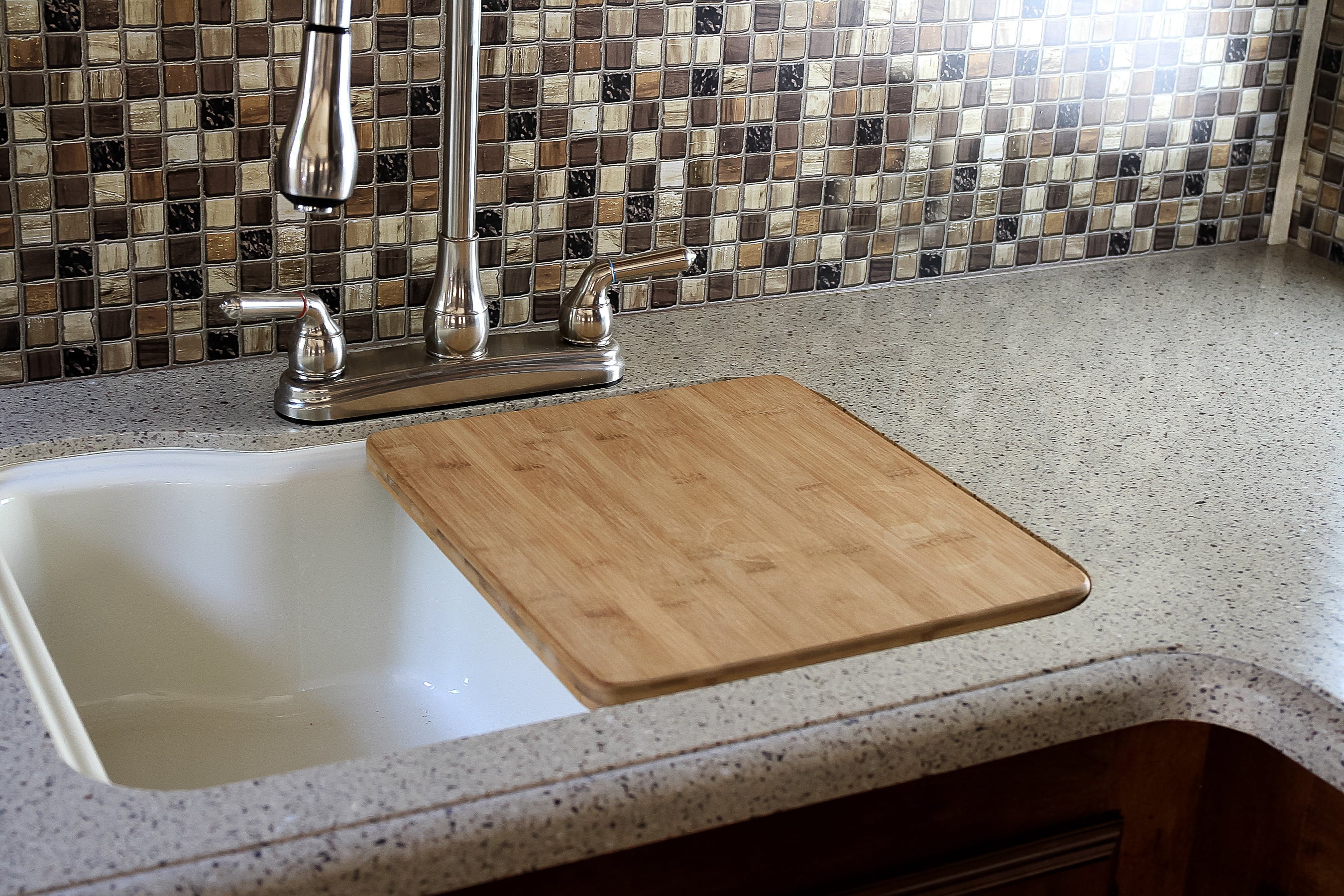 Cover 43437 Camco Legs Kitchen Sink - Brown Bamboo (15"L Rectangular 13"W) x with
