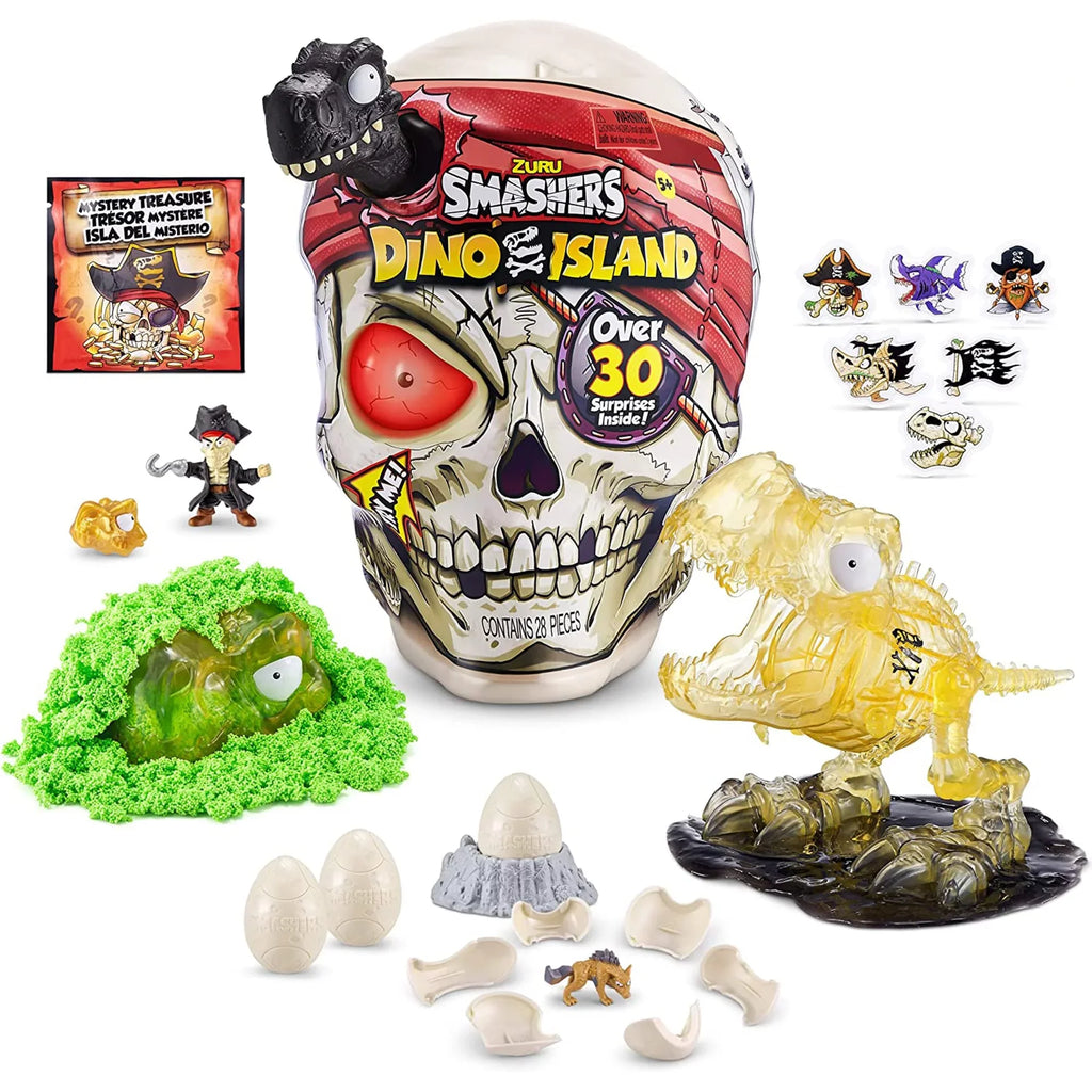 by Dinosaur Toy, Smashers More Dino 30 and (T-Rex) Skull Prehistoric Discovery Eggs with Island Surprises, 5+ Over Age Toys, Slime, and Figurines, Giant ZURU Mini Sand