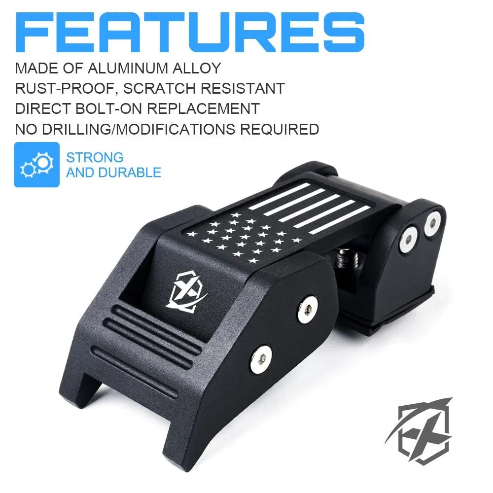 & Jeep 2018+ Xprite Black JK Jeep 2007-2018 for U.S. Wrangler Hood Latch Wrangler Kit with Flag JL Aluminum