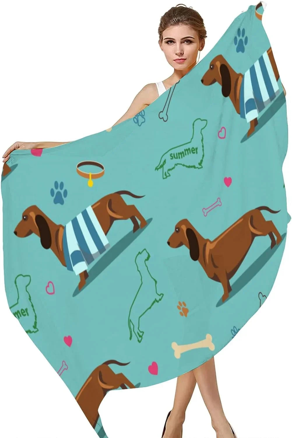 Neck Silk for Shawl Blue Lightweight Women Long Wrap Hyjoy Scarves Dachshund Scarf Girls