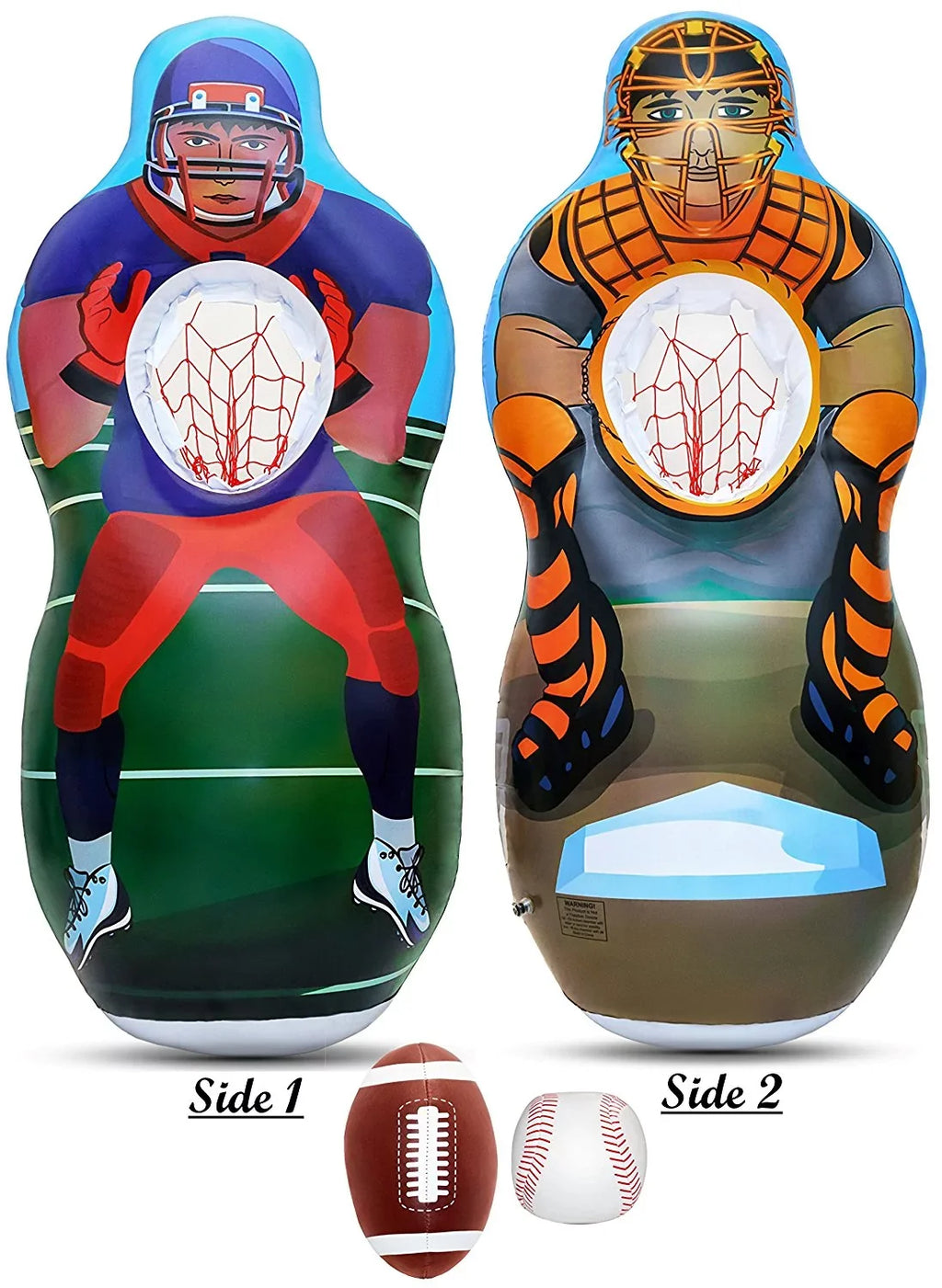 Includes Foot 2nd Target Tall One Target Football Side), Mini on Set - and on and Inflatable Inflatable Sided & Baseball Mini 5 Player Two Baseball side Soft Baseball Catcher a Football one (Football