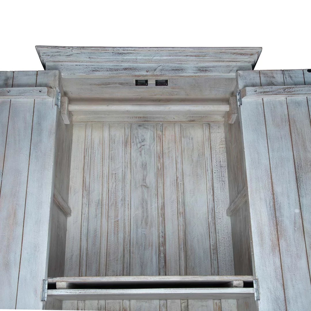 White Chic Carved Shabby Wardrobe Maadze