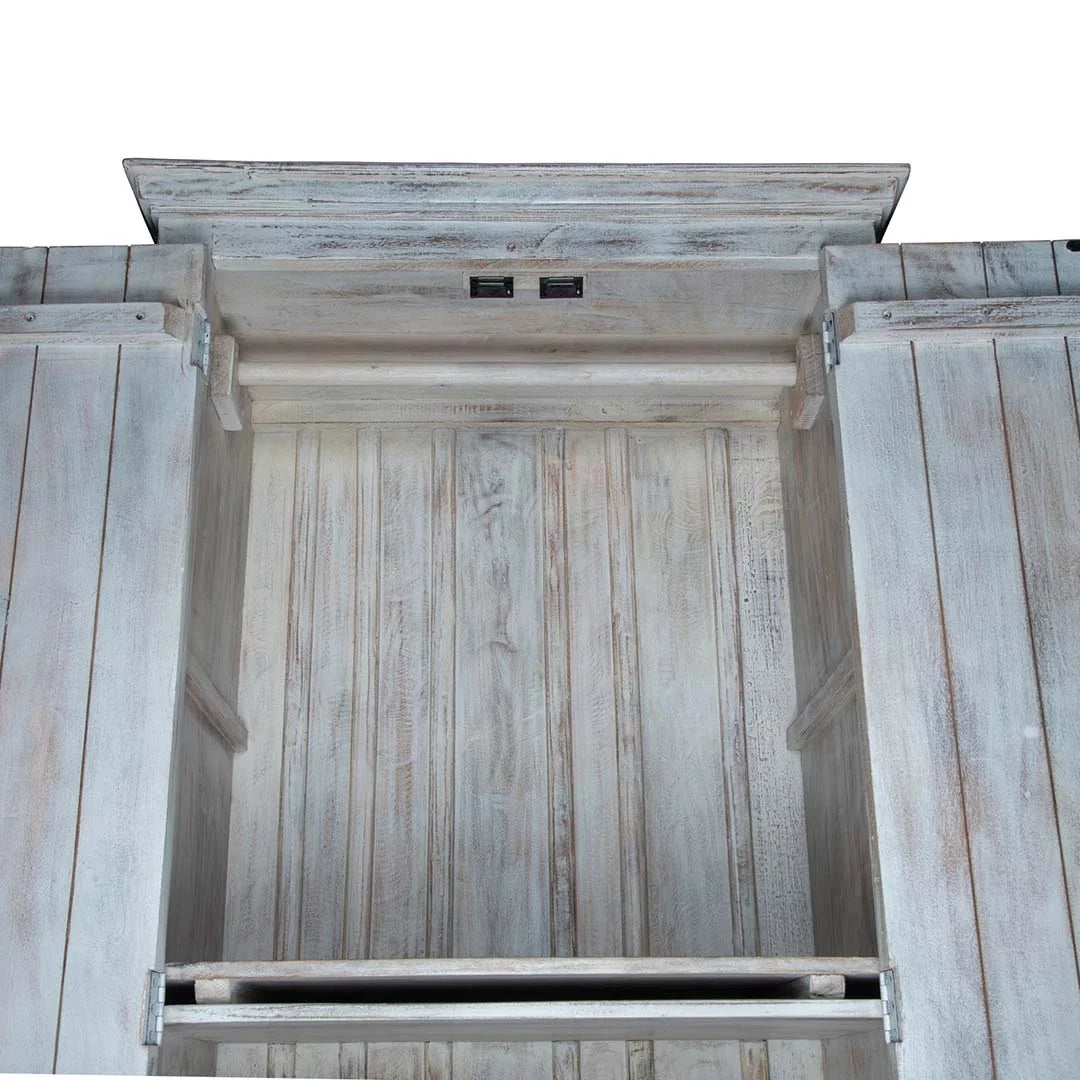 White Chic Carved Shabby Wardrobe Maadze