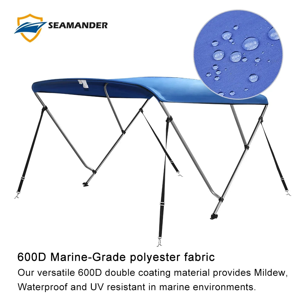Bimini Top Blue 3Bow Seamander 6'Lx73-78"W,Pacific