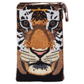 Phone Club Brown Crossbody, Beaded Fierce Bag Multi Tiger