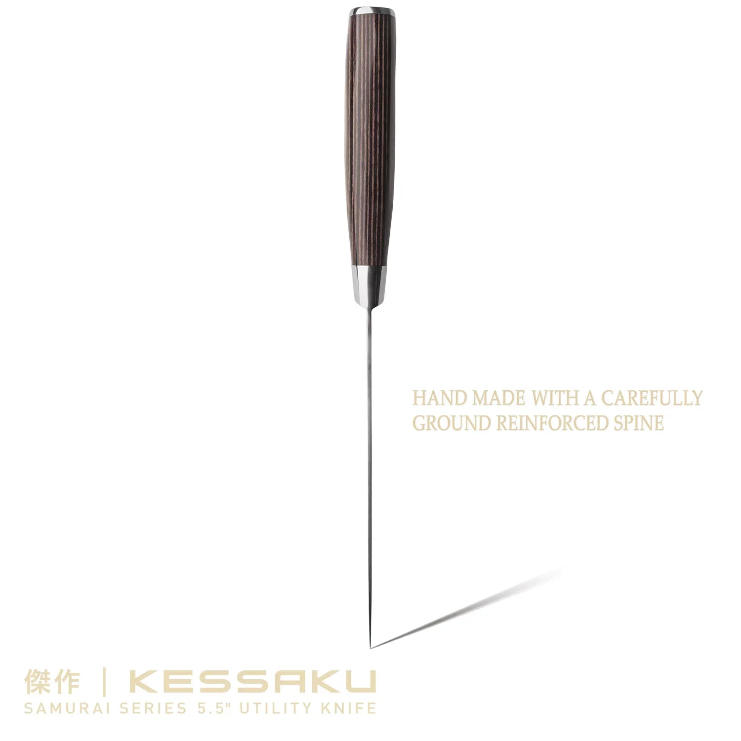 3.5-Inch Forged Bird's Paring 5.5-Inch & Knife 7Cr17MoV Samurai Steel 2.75-Inch Kessaku Set - Guards - High Handle Pakkawood - with Series Beak Blade Carbon Utility Stainless Tourne &