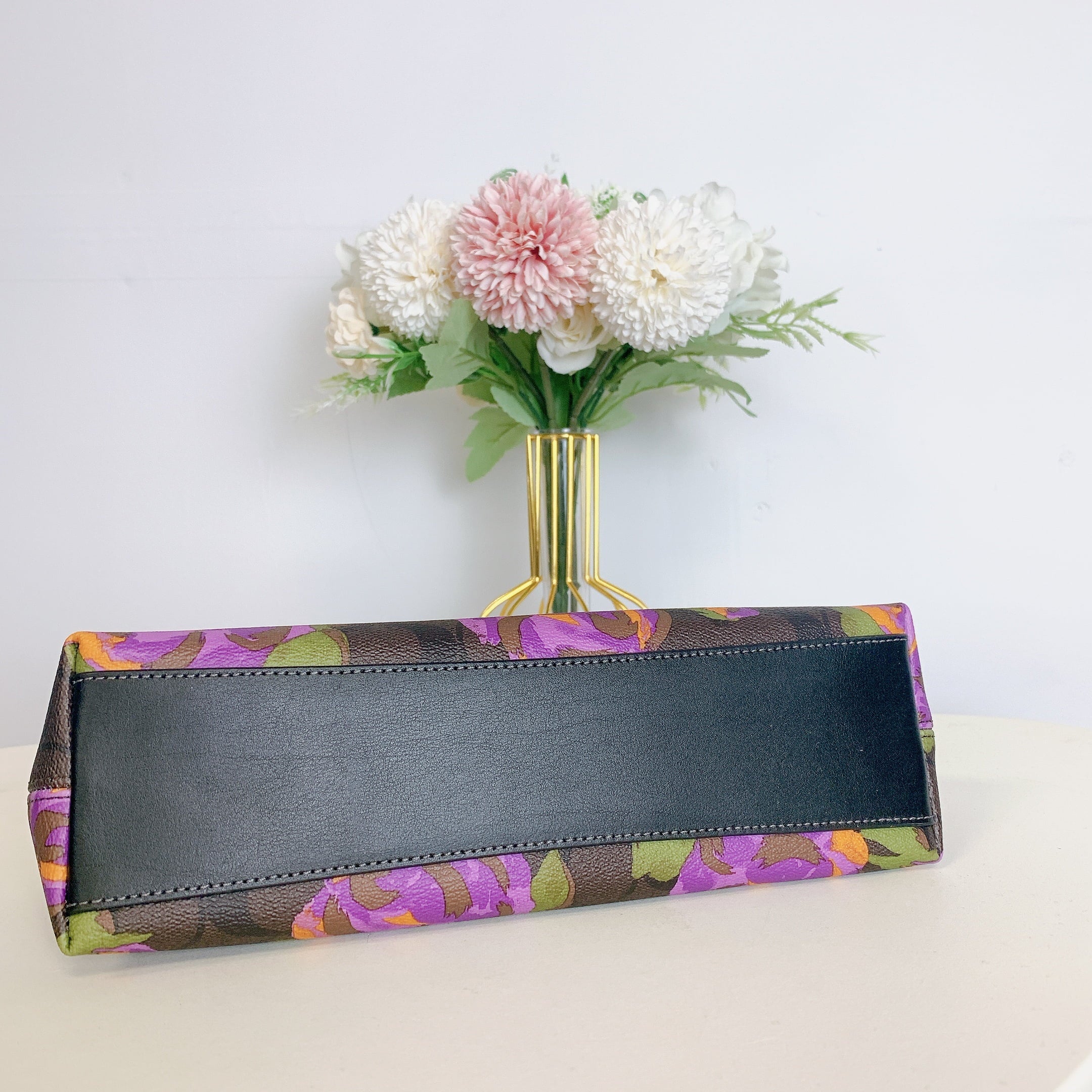 Charlotte Canvas Print Multi Iris Coach Signature Rose In IN Bag Shoulder CL406 With Brown