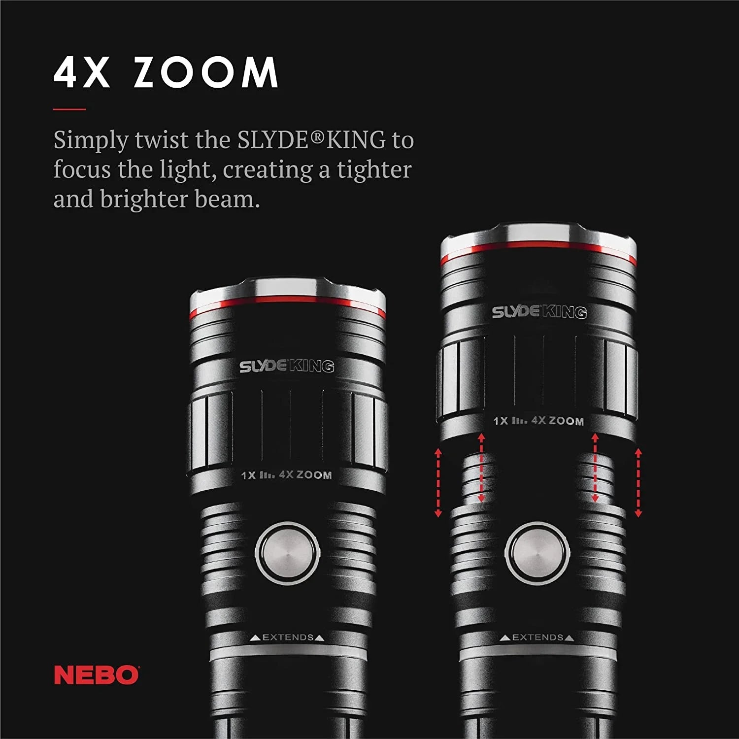 King Light, & Work NEBO Flashlight Base Durable, Magnetic Slyde Camping with Everday Flashlight, and Bright, Carry Light LED 4 C.O.B. Work Rechargeable Light Modes, and Flashlight