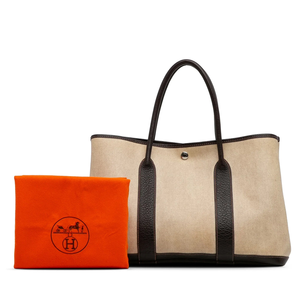 Hermès Party Tote (Good) Unisex Bag Pre-Owned Brown Garden 36 Canvas Toile Fabric Authenticated
