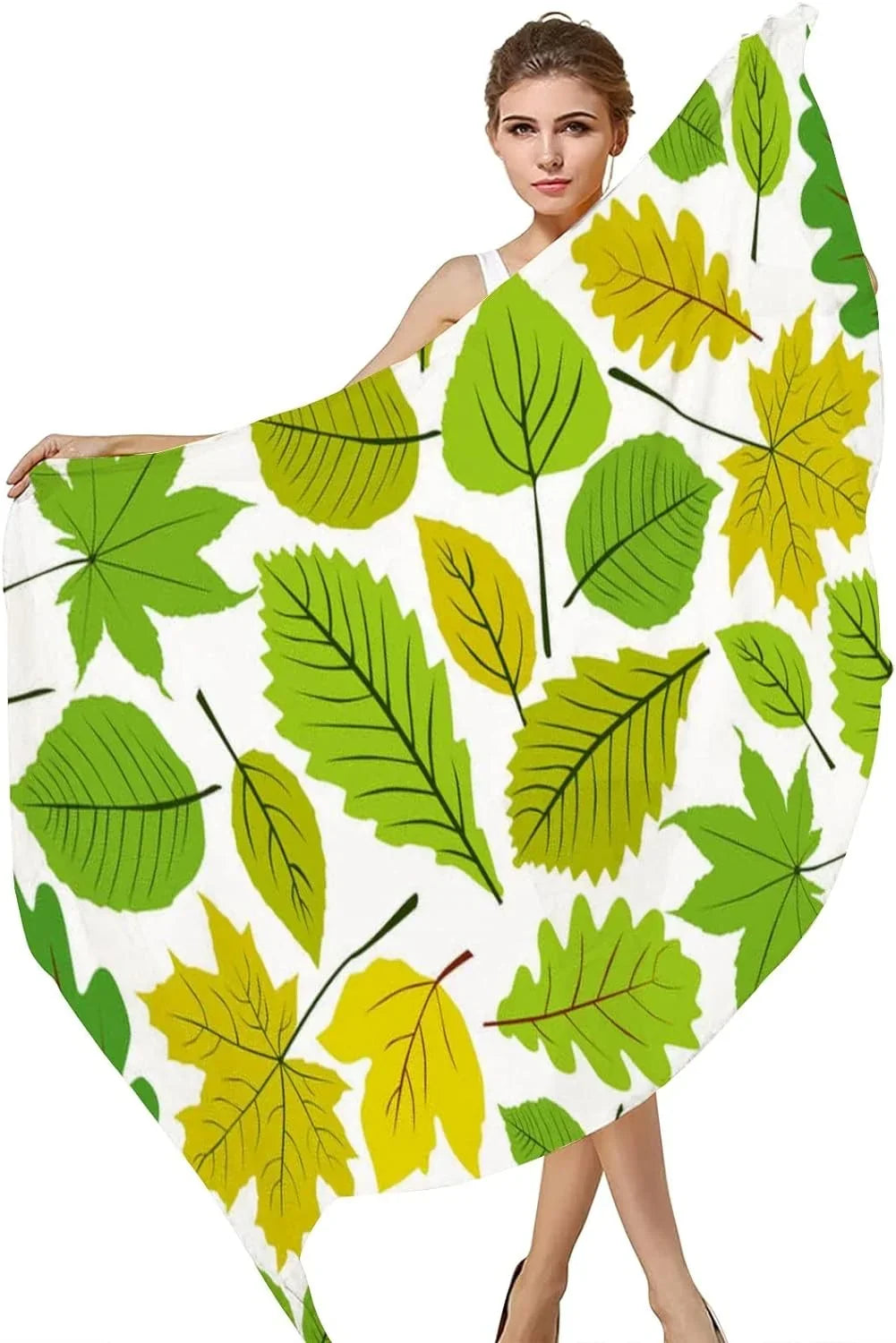 Long Scarf Lightweight Beautiful Natural Girls Silk Leaves Hyjoy Neck Wrap Scarves for Shawl Women