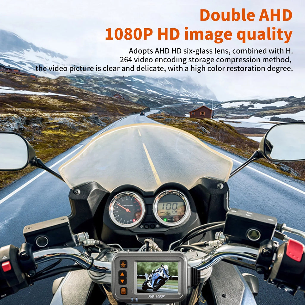Dash Timed Motorbike card Full Motorcycle storage Camera Night With After Angle,Parking Recording Dcenta Wide Cam,WiFi Body Vision 32G ,120° 1080p Flameout Monitoring, Waterproof Dual