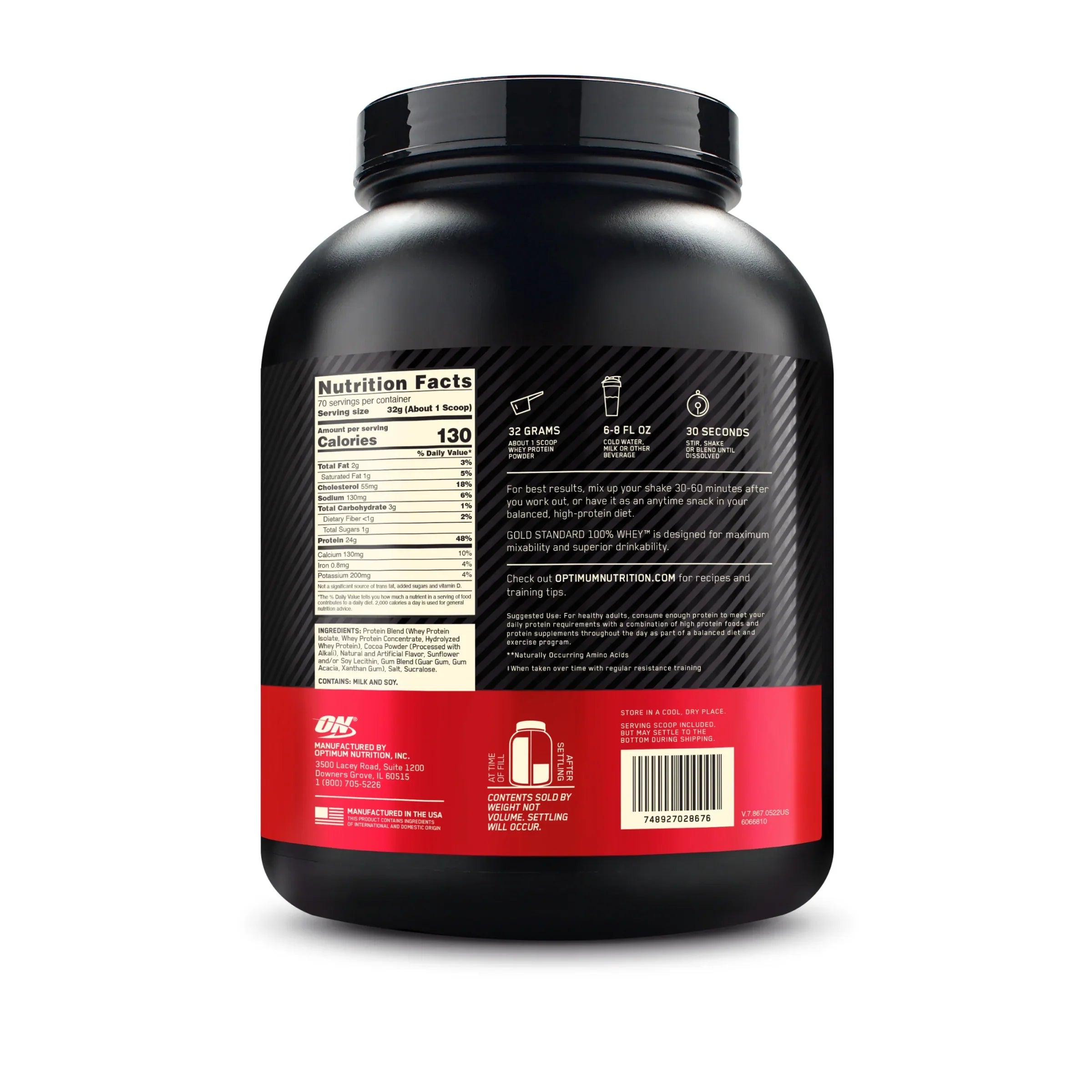 Protein Powder, 100% Nutrition, 4.94 Whey Standard Mint, Servings lb, Gold 70 Optimum Chocolate
