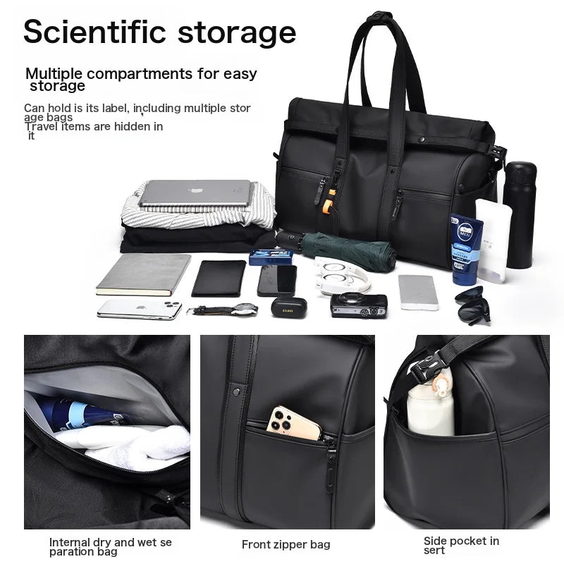 Business Bag Women'S Bag Dry Wet Trip Leather Waterproof Luggage And Feel Sports Bag And Large Separation Capacity Travel Handbag And Fitness Men'S