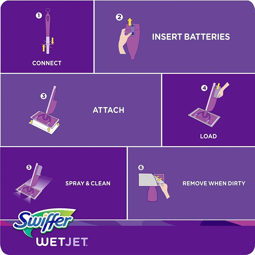 Jet of WetJet Swiffer Liter Floor Pack Blossom Refills, Scent 6 Solution 1.25 Cleaner Wet Wood Refill, Multi-purpose Breeze