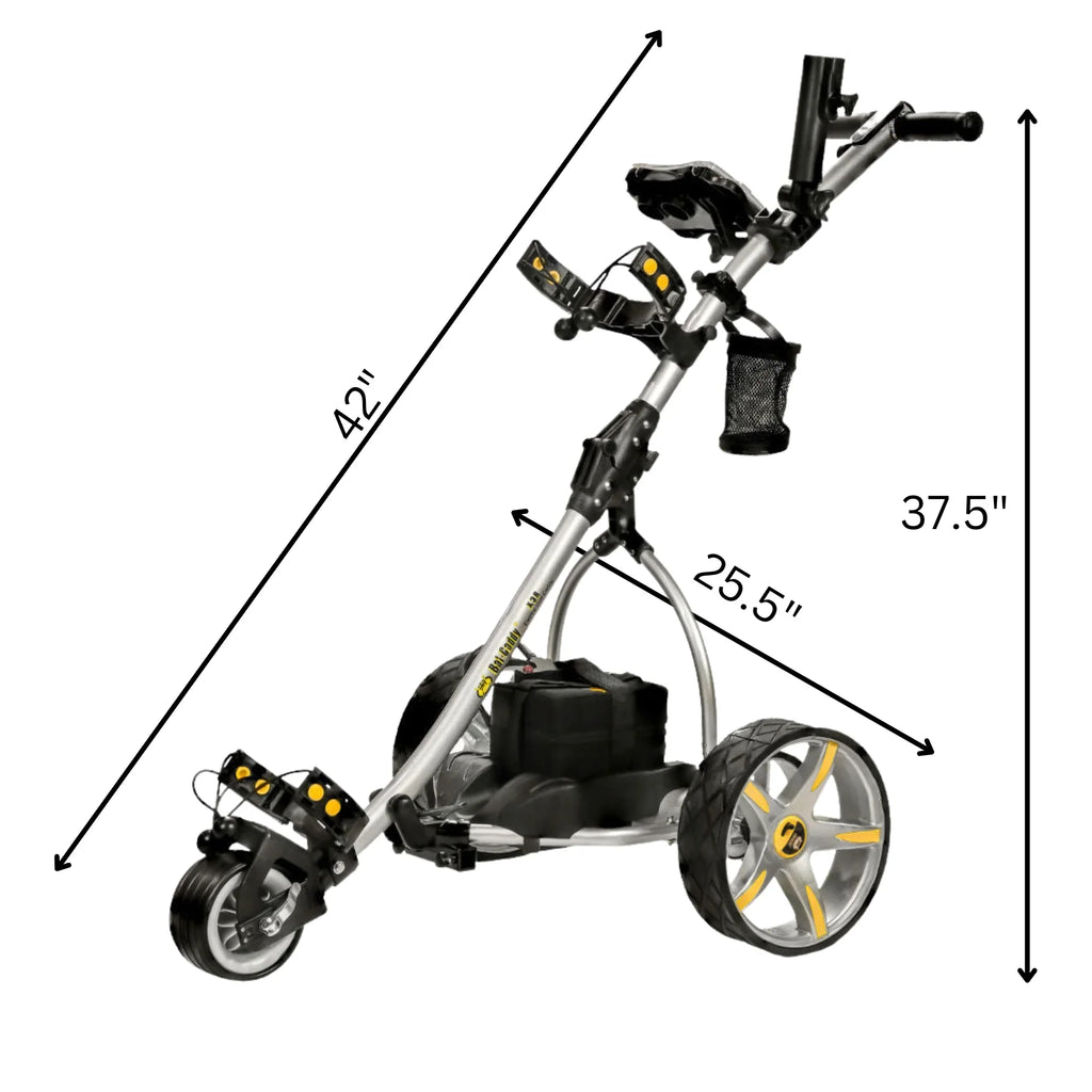 Dual and Lead 18-Hole Control, Wheel, Titanium and Push Downhill X3R Control, Golf Remote, Battery BATCADDY Sealed Silver Powered with 9-Speeds Cart Motor, Anti-Tip Cruise Reverse,