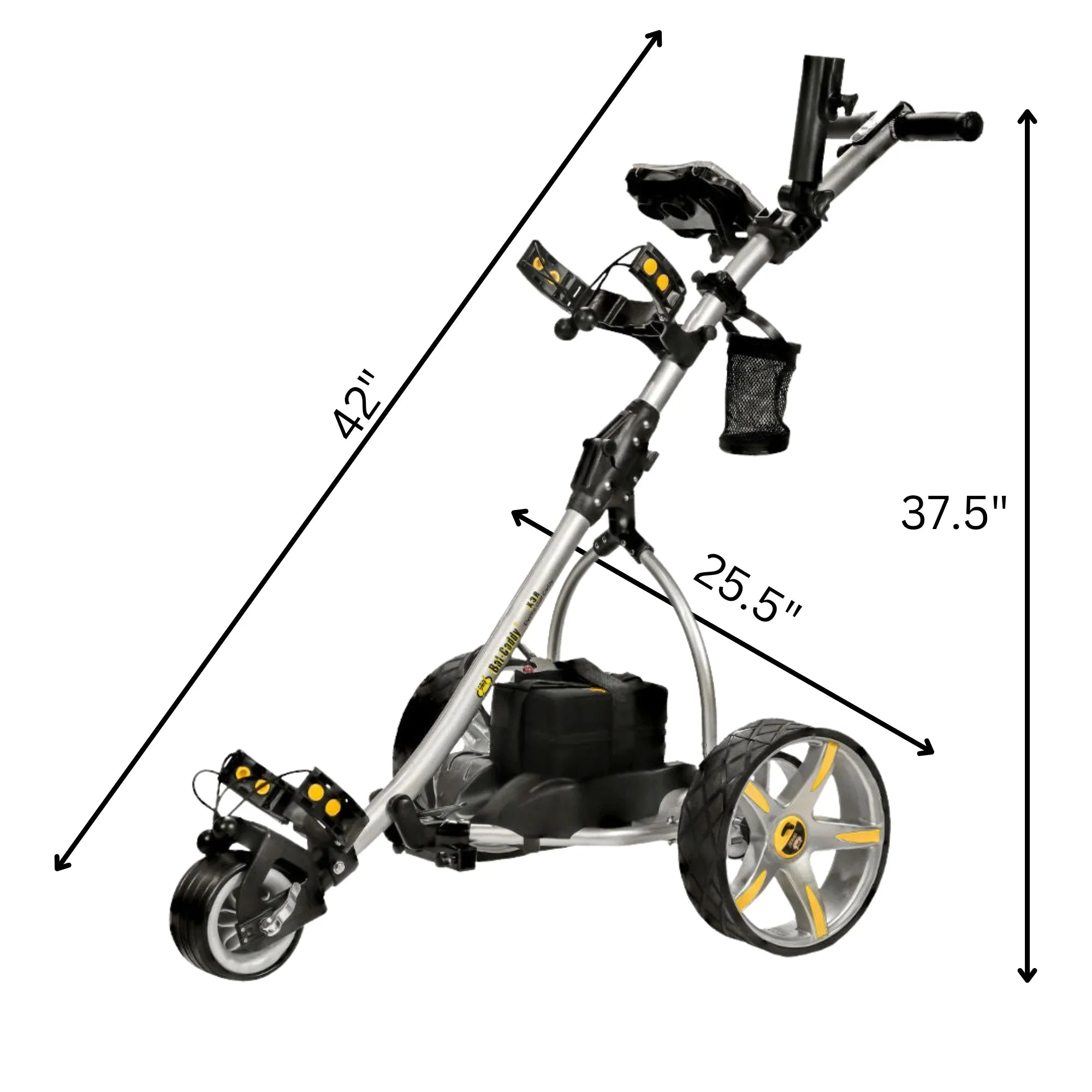 Dual and Lead 18-Hole Control, Wheel, Titanium and Push Downhill X3R Control, Golf Remote, Battery BATCADDY Sealed Silver Powered with 9-Speeds Cart Motor, Anti-Tip Cruise Reverse,