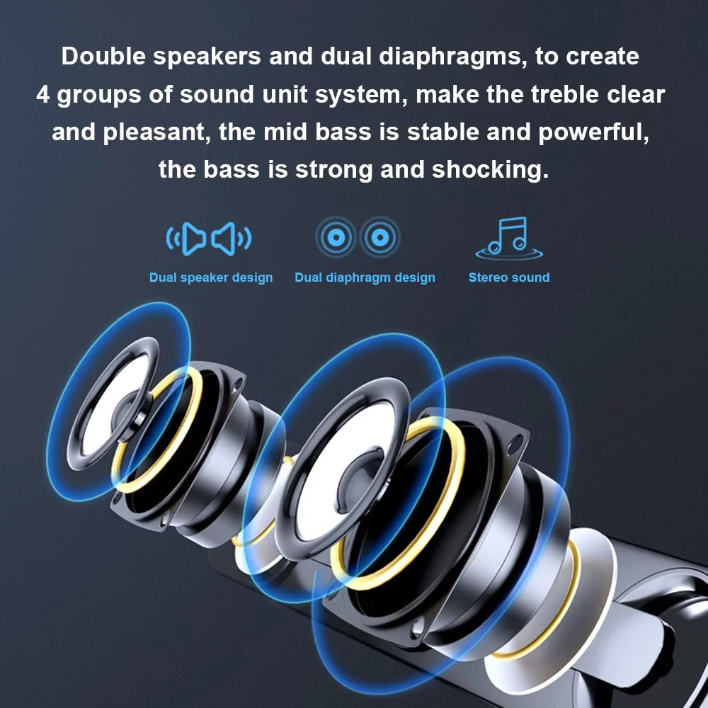 111 match Speaker Blue Subwoofer Wired USB Decoration Stereo V Powerful Bar All Andoer Bass Light, LED Speaker Computer