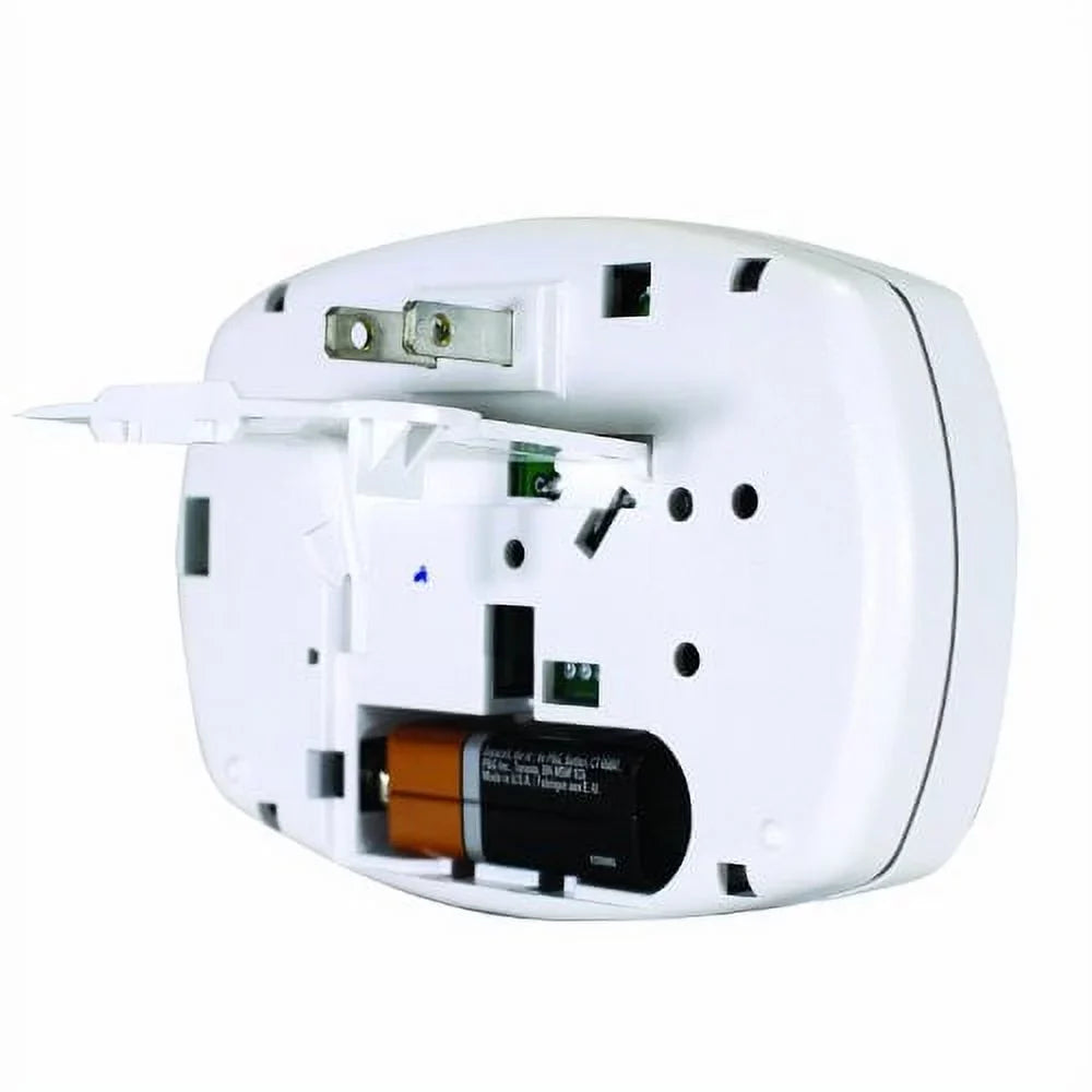 , Alert CO605 Backup Detector Carbon Battery with Monoxide White Plug-In First