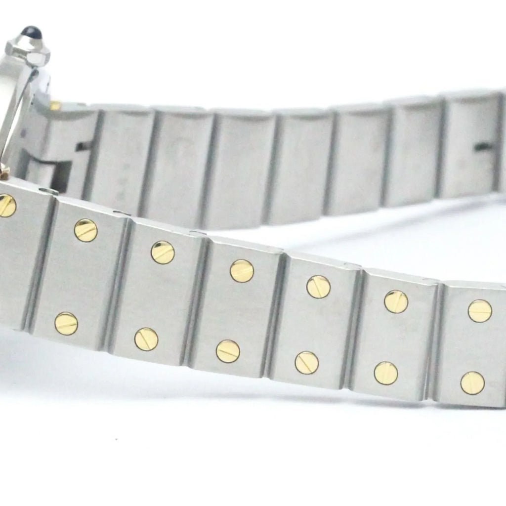 Round Steel Ladies Quartz Santos CARTIER Pre-Owned BF568475 Watch Polished (Good) 18K Gold