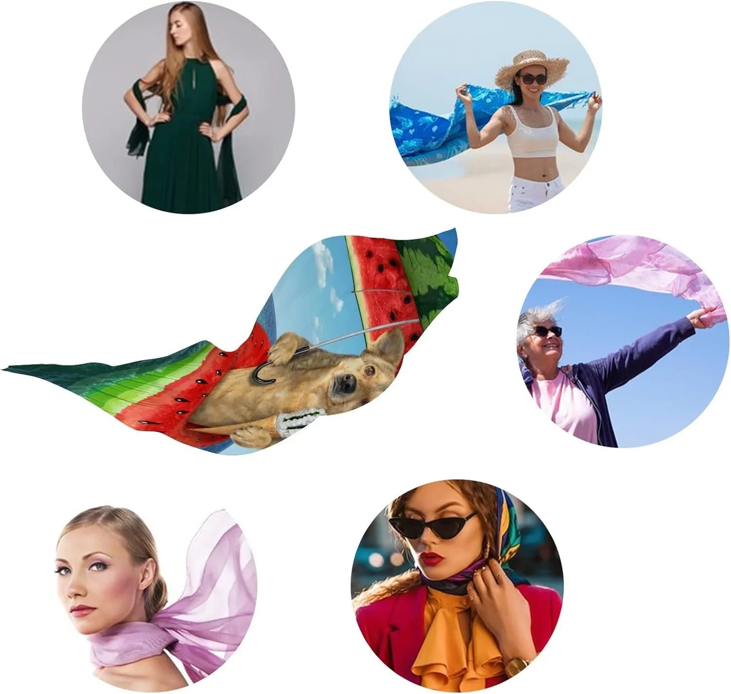 On Scarf Silk Watermelon Circle Inflatable Hyjoy Lightweight Wrap Women Dog Long Scarves Shawl Neck Girls for