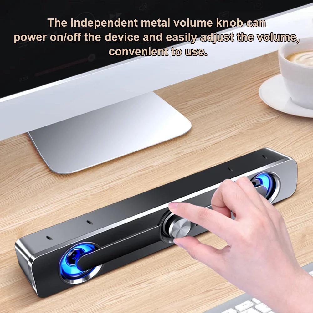 111 match Speaker Blue Subwoofer Wired USB Decoration Stereo V Powerful Bar All Andoer Bass Light, LED Speaker Computer